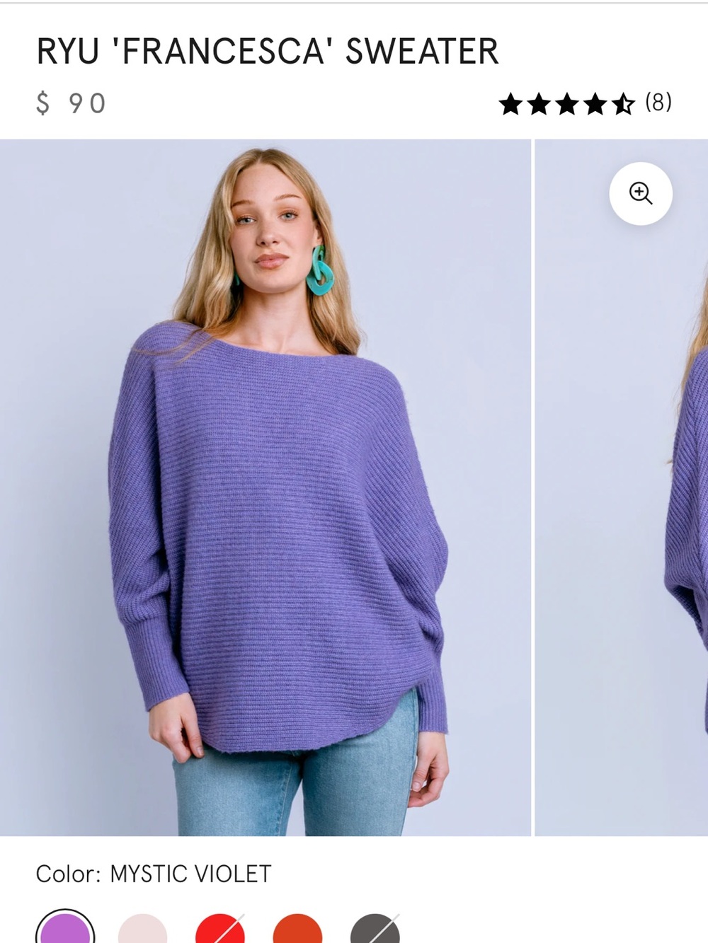 Kerisma Lilac Scoop-Neck Lightweight Knit Sweater - Picture 6 of 6